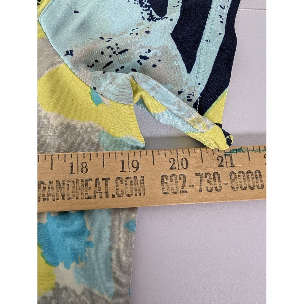 Jamie Sadock Polo Shirt Womens Medium Blue Yellow Abstract Golf Short Sleeve Top - Picture 9 of 11